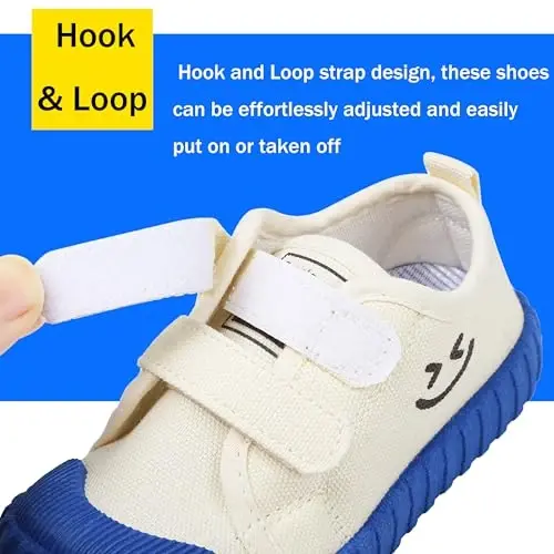 Boy's Girl's Toddlers Canvas Shoes Slip-On Lightweight Kids Sneakers Hook and Loops Casual Skin-Friendly Walking Running Shoes with Multicolor Sole (Toddler/Little Kids) - 2