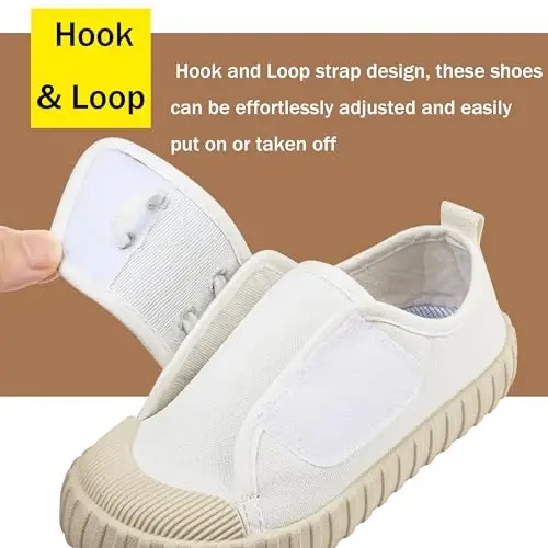 Boy's Girl's Toddlers Canvas Shoes Slip-On Lightweight Kids Sneakers Hook and Loops Casual Skin-Friendly Walking Running Shoes with Multicolor Sole (Toddler/Little Kids) - 2