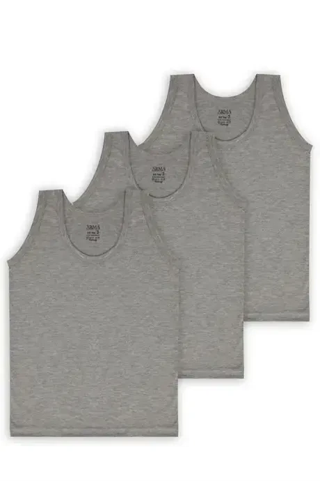 Boys Gray Tank Top 3-Pack 100% Cotton Jersey - 4