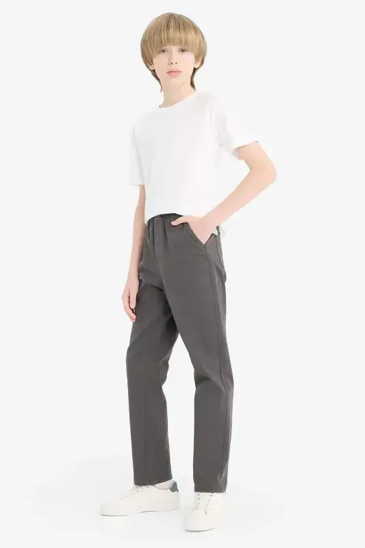 Boy's Grey Gabardine School Trousers T8850A623AU-Anthracite - DEFACTO