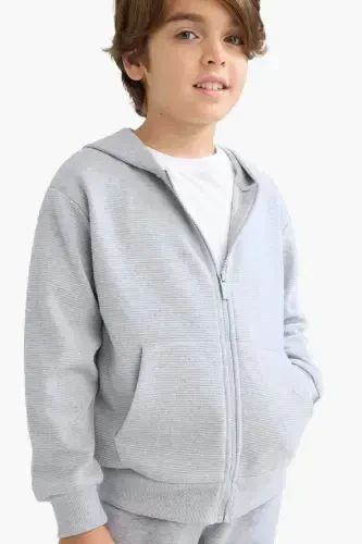 Boys Grey Hooded School Cardigan T7468a623au-Grey - 1
