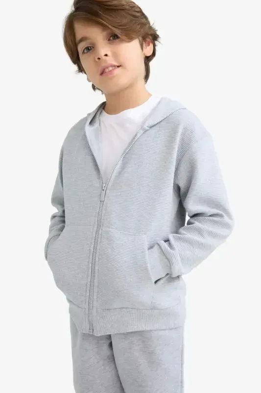 Boys Grey Hooded School Cardigan T7468a623au-Grey - 4