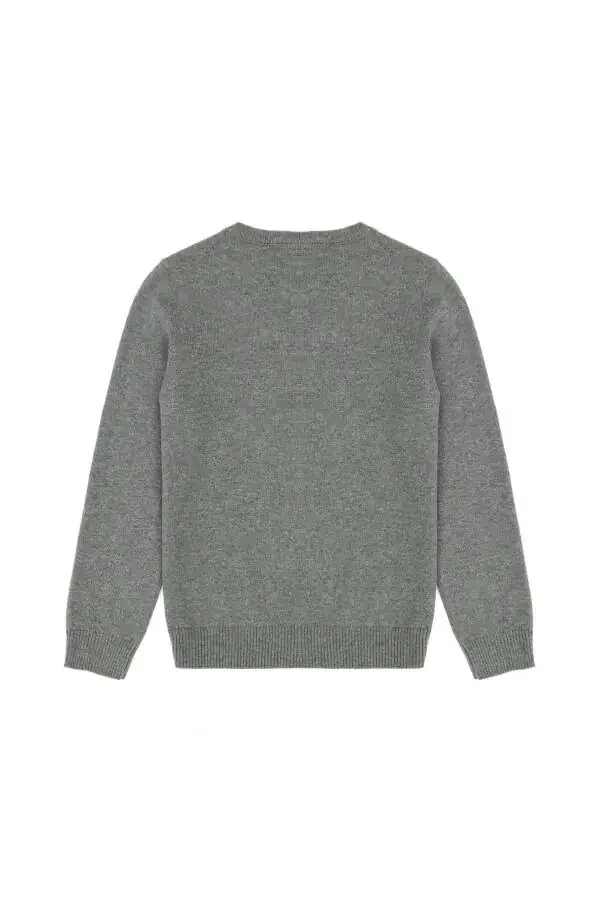 Boys' Grey Melange Basic Sweater 50269409-VR086 - 8