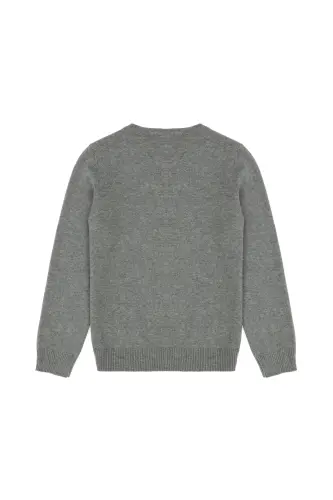 Boys Grey Melange Crew Neck Basic Sweater 50269409-VR086 - 992431 - 2