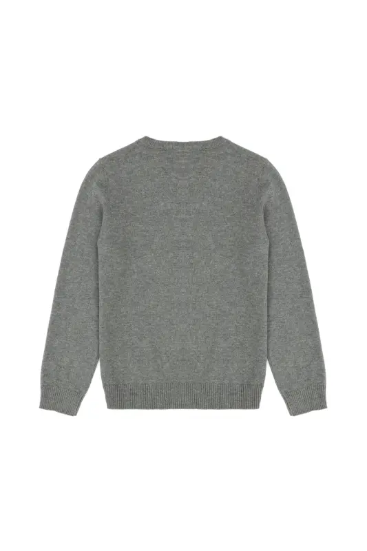 Boys Grey Melange Crew Neck Basic Sweater 50269409-VR086 - 992431 - 2