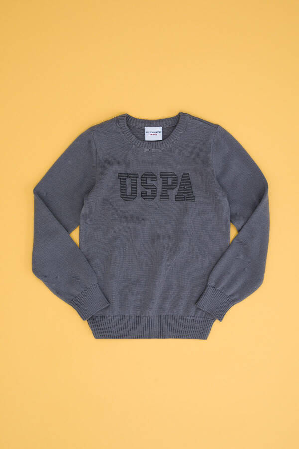 Boys' Grey Melange Crew Neck Knit Sweater 50260600-VR109 - 13