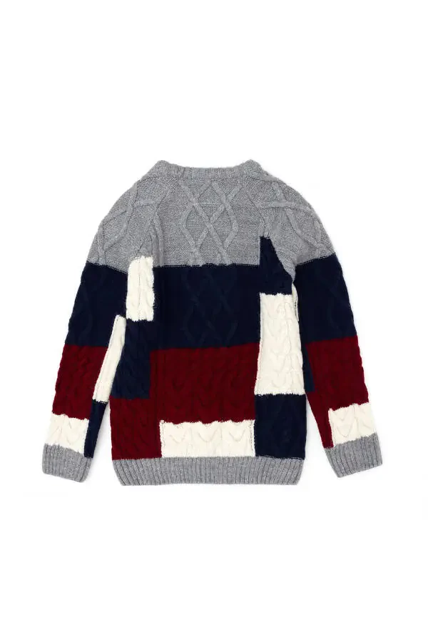 Boys' Grey Melange Sweater 50271370-VR086 - 8