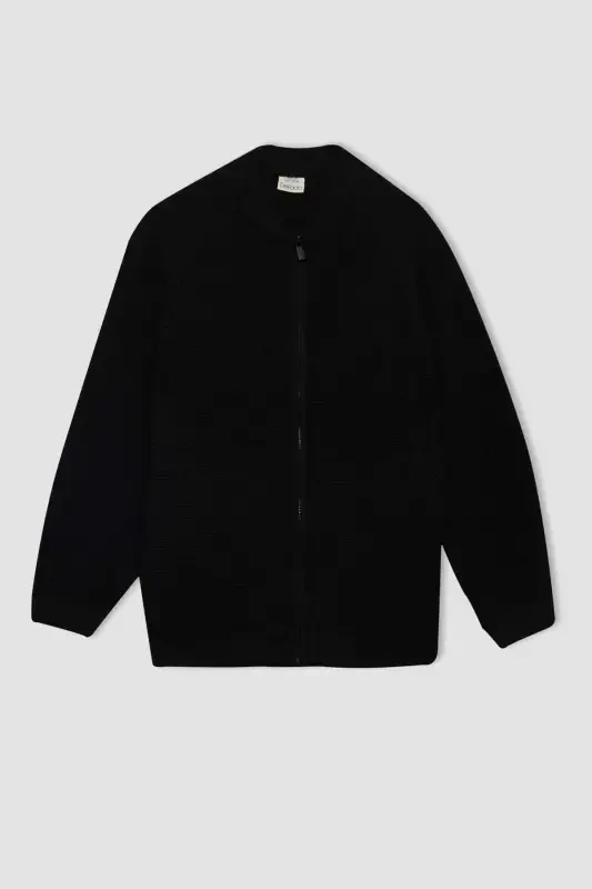 Boy's Half Fisherman Collar Knit Zippered Cardigan C2228A824AU - DEFACTO