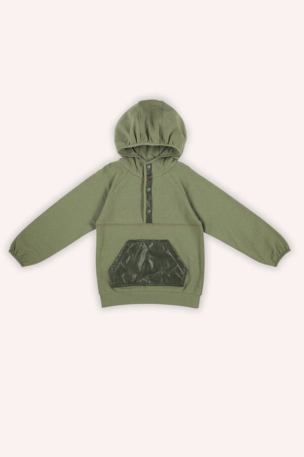 Boys' Hooded Khaki Sweatshirt - 1