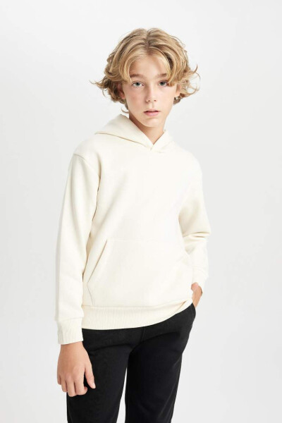 Boys Hooded Thicken Pockets School Sweatshirt Stone - 4