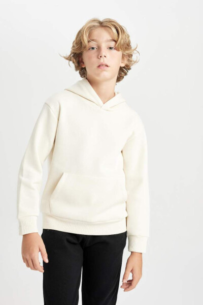 Boys Hooded Thicken Pockets School Sweatshirt Stone - 7