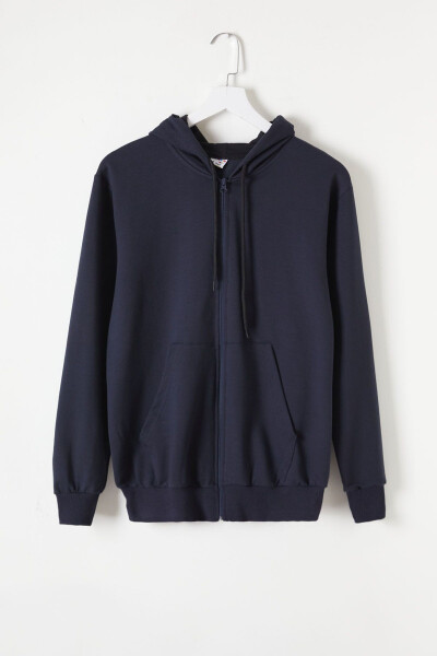 Boys' Hooded Zip-Up Navy School Jacket 16195 - 5