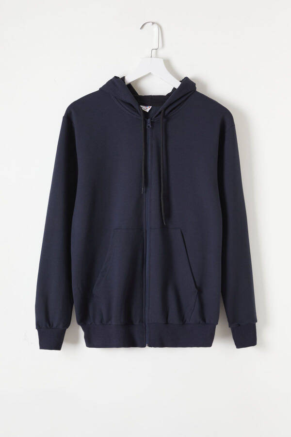 Boys' Hooded Zip-Up Navy School Jacket 16195 - 5