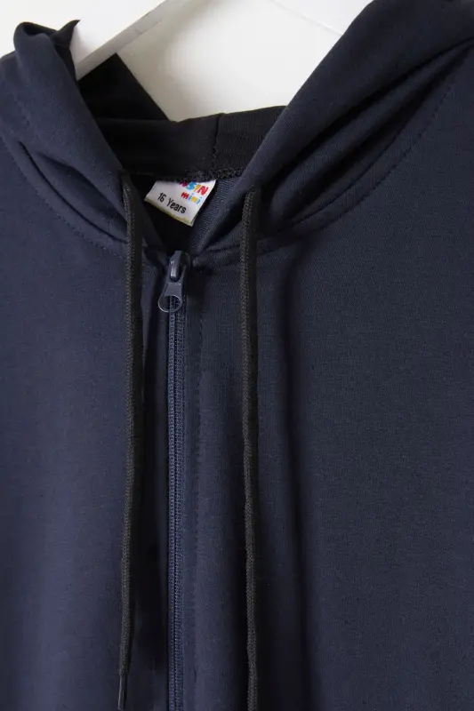 Boys' Hooded Zip-Up Navy School Jacket 16195 - 1