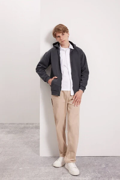 Boys' Hooded Zip-Up School Jacket X7382A624AU - 3