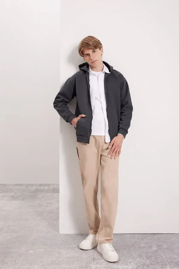 Boys' Hooded Zip-Up School Jacket X7382A624AU - 3