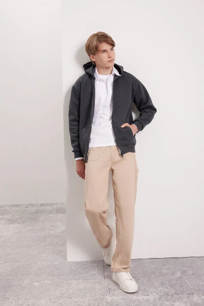 Boys' Hooded Zip-Up School Jacket X7382A624AU - 4