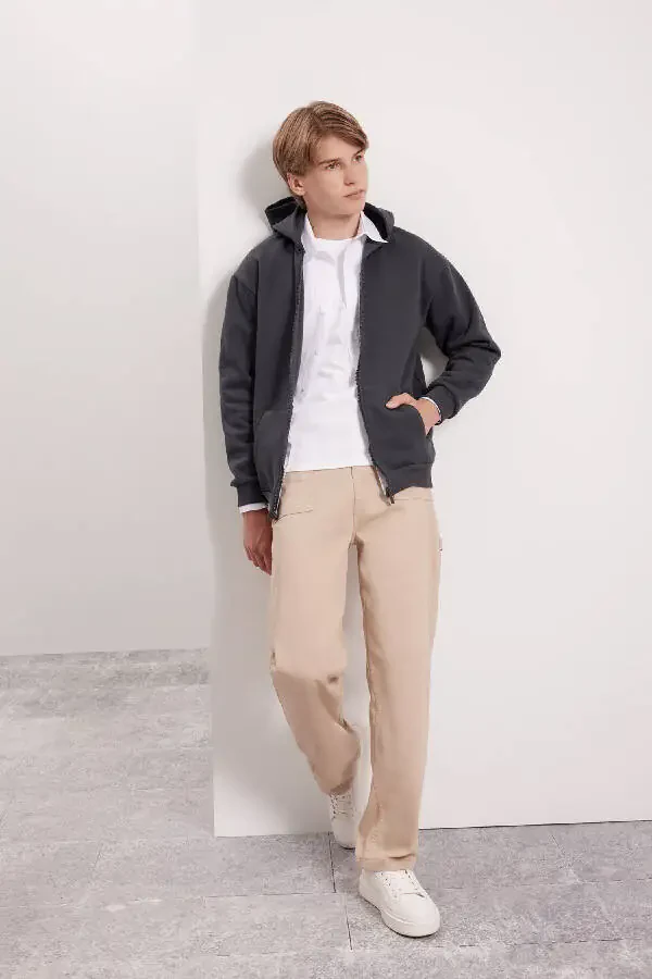 Boys' Hooded Zip-Up School Jacket X7382A624AU - 4