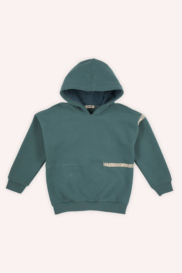 Boys Hoodie Green Sweatshirt - 1