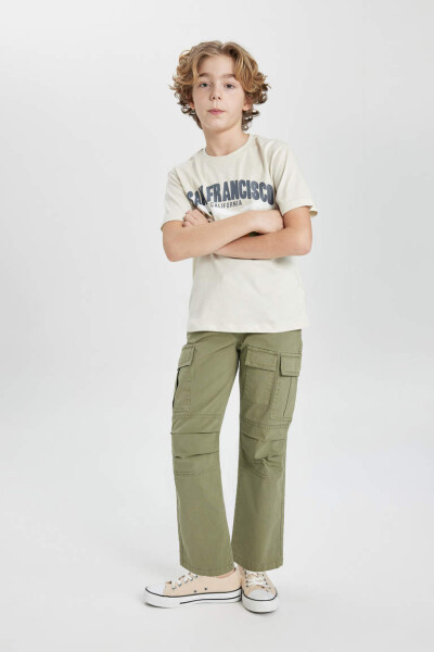 Boys Jogger Straight Leg Gabardine Trousers Khaki - 3