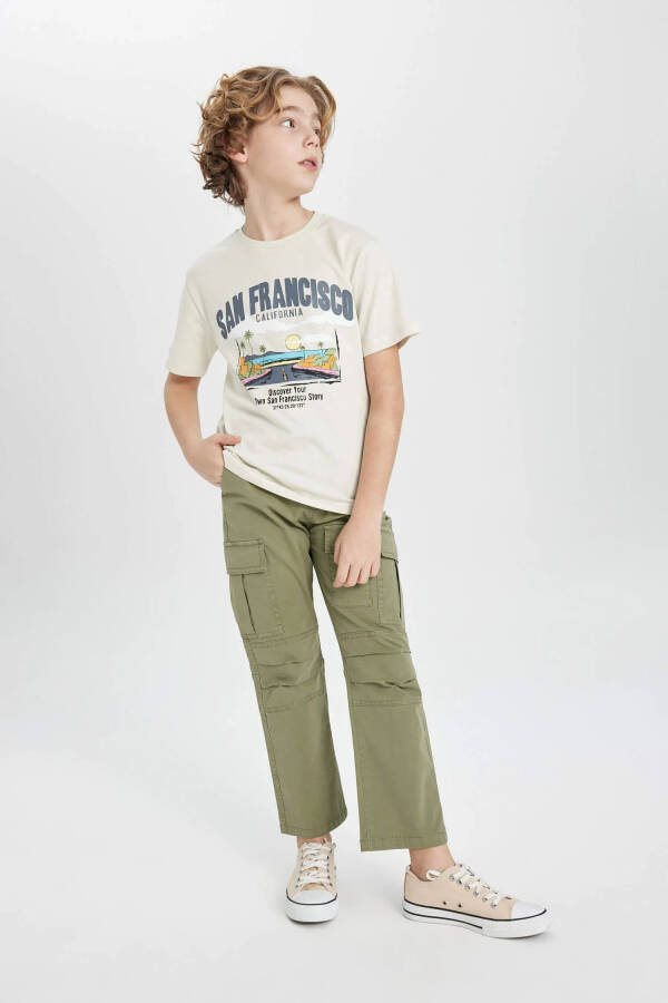 Boys Jogger Straight Leg Gabardine Trousers Khaki - 7