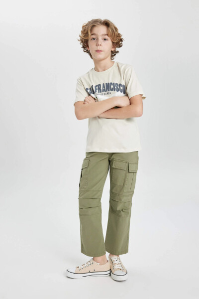 Boys Jogger Straight Leg Gabardine Trousers Khaki - 8