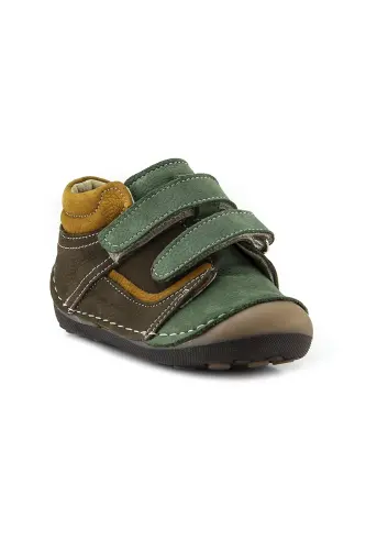 Boy's Khaki-Brown Leather Orthopedic Support First Step Boots - MNPC (1)