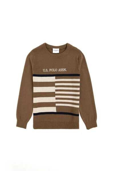 Boys' Khaki Crew Neck Sweater 50293025-vr027 - 7