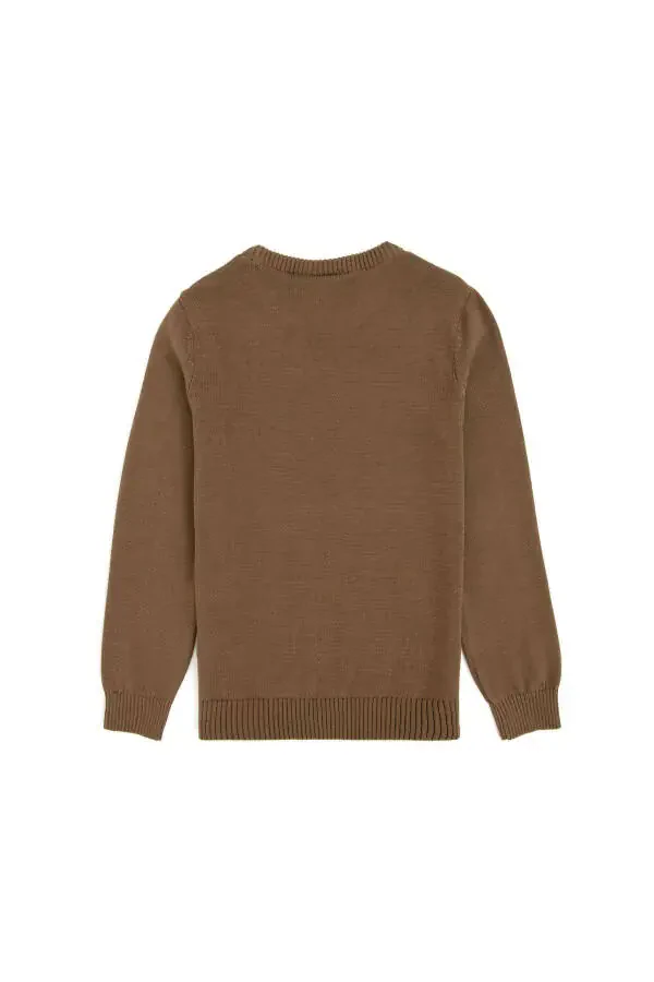 Boys' Khaki Crew Neck Sweater 50293025-vr027 - 5
