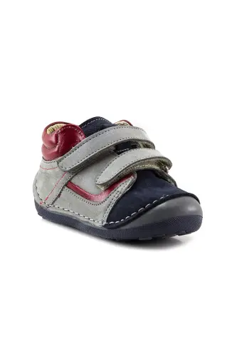 Boy's Lacquered-grey Leather Orthopedic Support First Step Boots - MNPC (1)