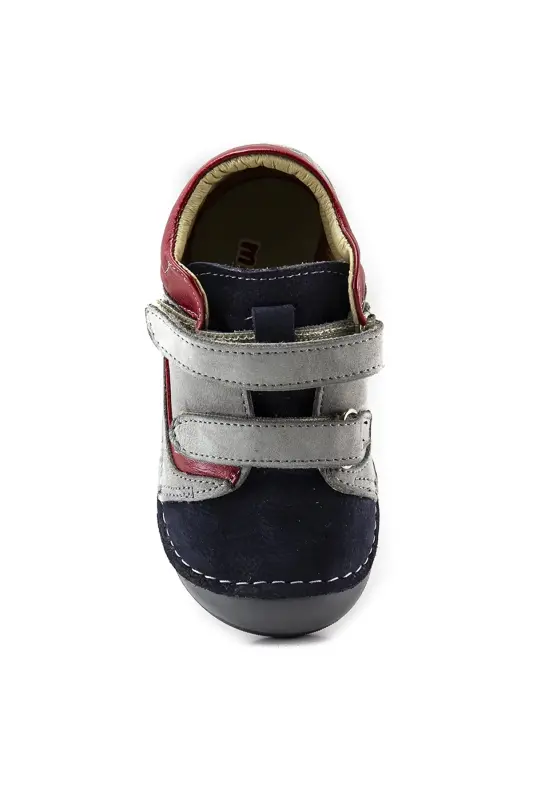 Boy's Lacquered-grey Leather Orthopedic Support First Step Boots - 5