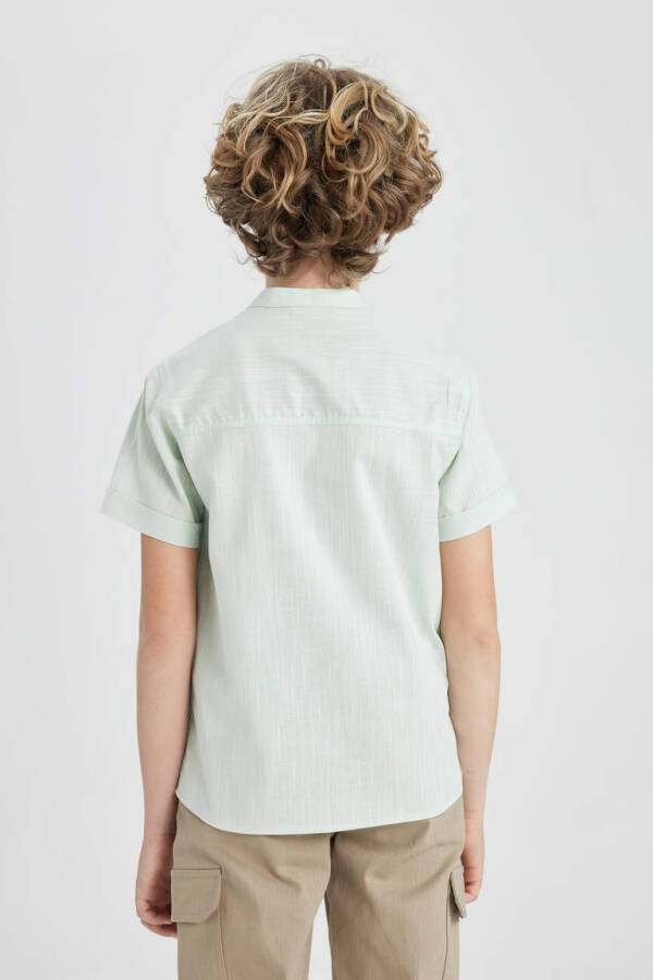 Boys' Linen Look Short Sleeve Shirt with Collar Mint - 6