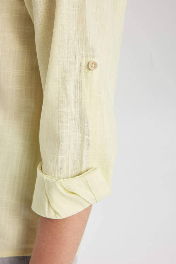 Boys' Long Sleeve Shirt with Stand Collar, Light Yellow - 6