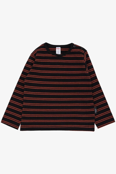 Boy's Long Sleeve T-Shirt Buttoned Striped 9 Months-3 Years, Black - BREEZE