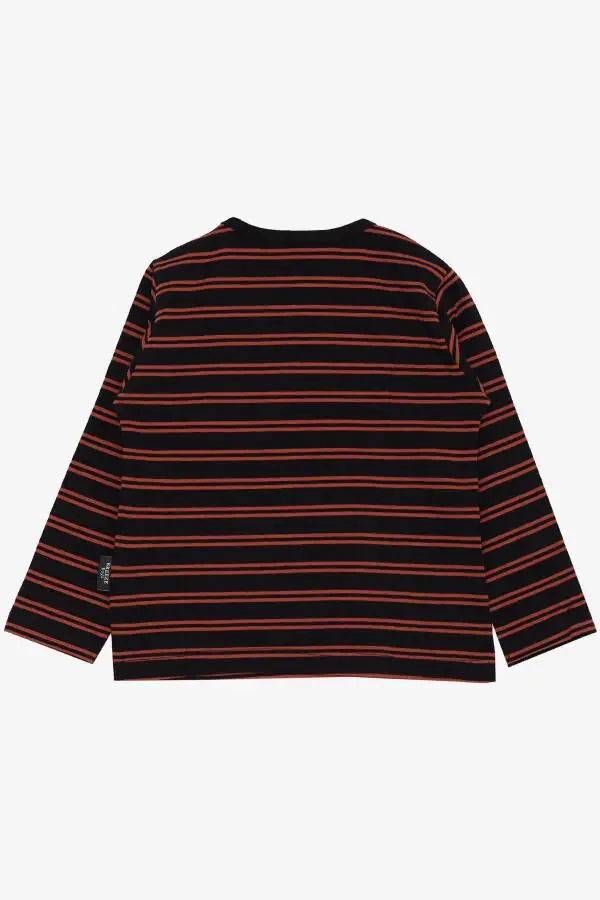 Boy's Long Sleeve T-Shirt Buttoned Striped 9 Months-3 Years, Black - 2
