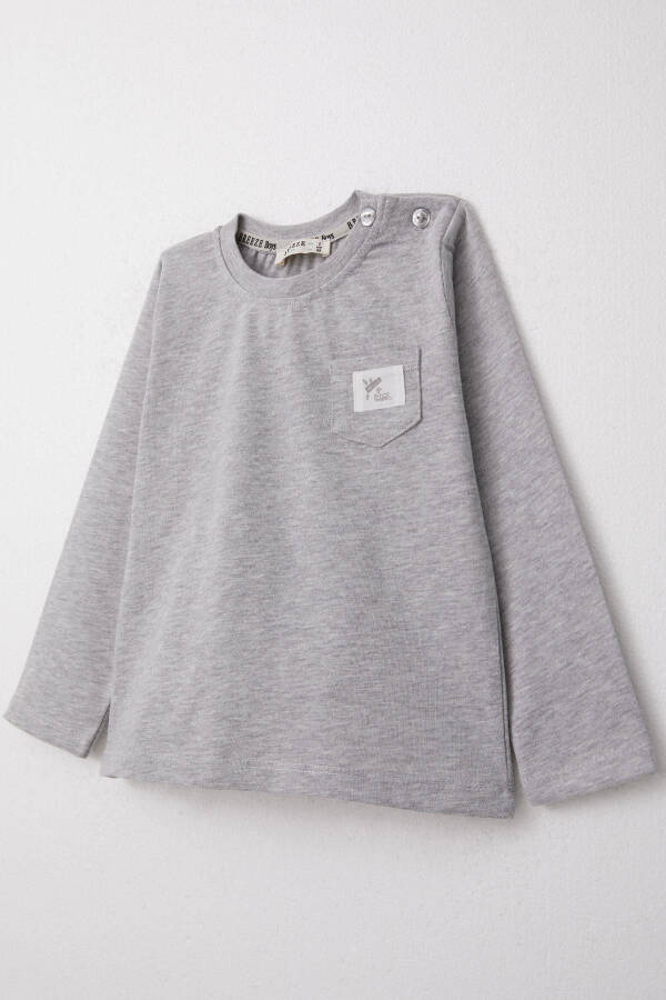 Boy's Long Sleeve T-Shirt Cool Text Applique Pocket - 3