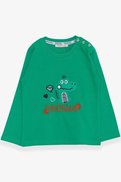 Boy's Long Sleeve T-Shirt with Dinosaur Embroidery 9 Months - Modazone