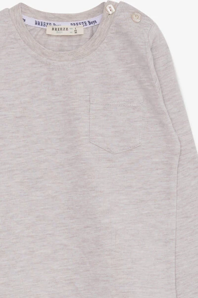 Boy's Long Sleeve T-Shirt with Pocket 9 Months-3 Years, Be - 3