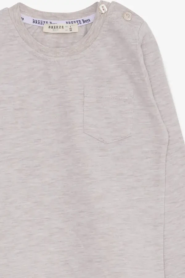 Boy's Long Sleeve T-Shirt with Pocket 9 Months-3 Years, Be - 3