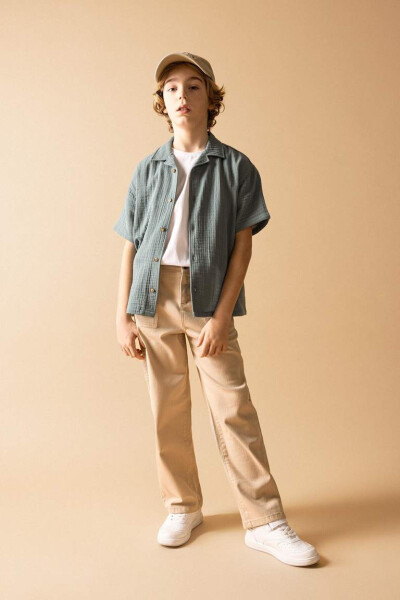 Boys' Loose Fit Standard Leg Gabardine Trousers Hazel - 13