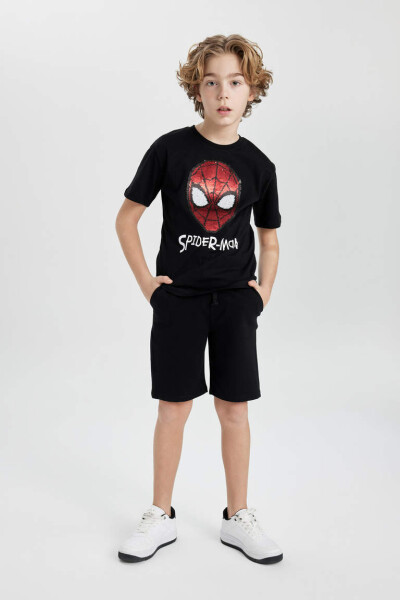 Boys Marvel Spiderman Short Sleeve T-Shirt and Shorts 2-Piece Set Black - 1