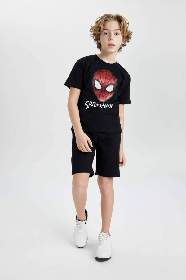 Boys Marvel Spiderman Short Sleeve T-Shirt and Shorts 2-Piece Set Black - 2