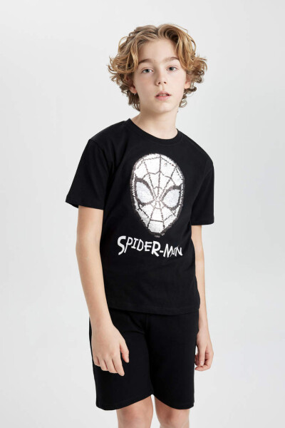 Boys Marvel Spiderman Short Sleeve T-Shirt and Shorts 2-Piece Set Black - 3