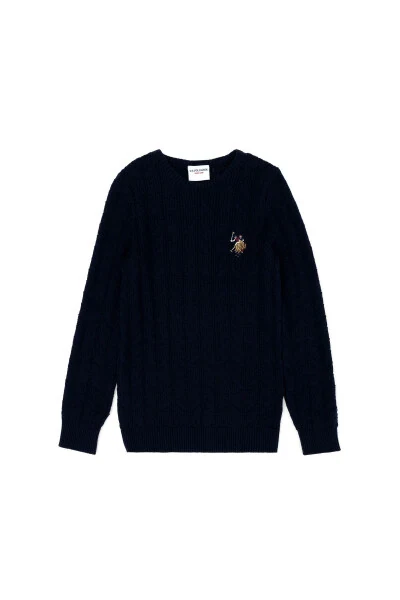 Boys' Navy Blue Basic Bike Neck Sweater 50269032-VR033 - U.S. POLO ASSN.
