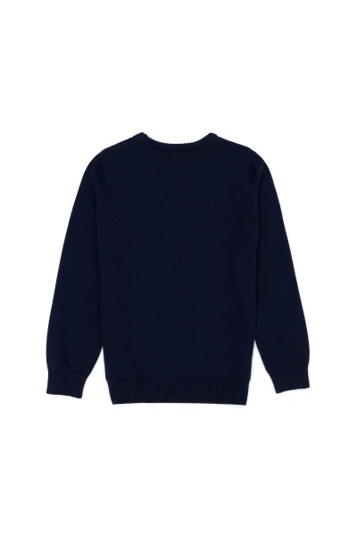 Boy's Navy Blue Basic Bike Neck Sweater 50269033-VR033 - 8