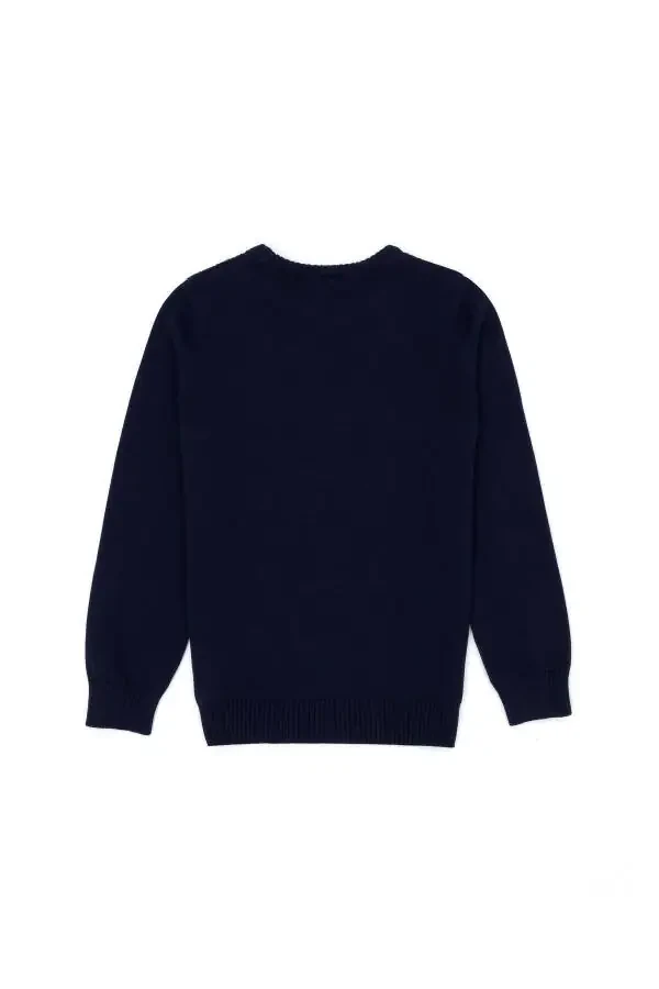 Boy's Navy Blue Basic Bike Neck Sweater 50269033-VR033 - 5