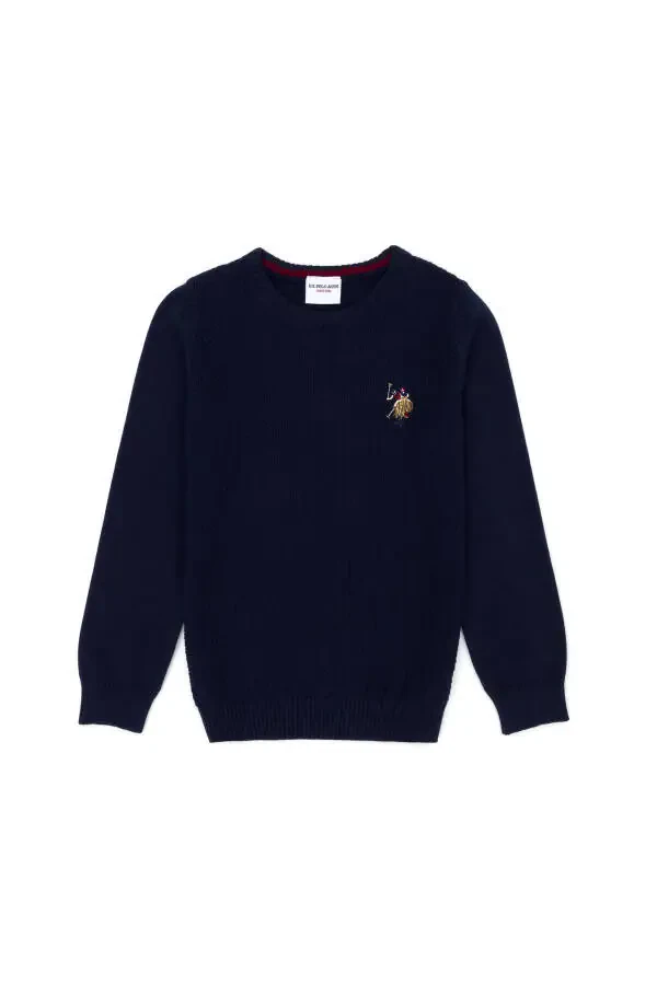 Boy's Navy Blue Basic Bike Neck Sweater 50269033-VR033 - 1