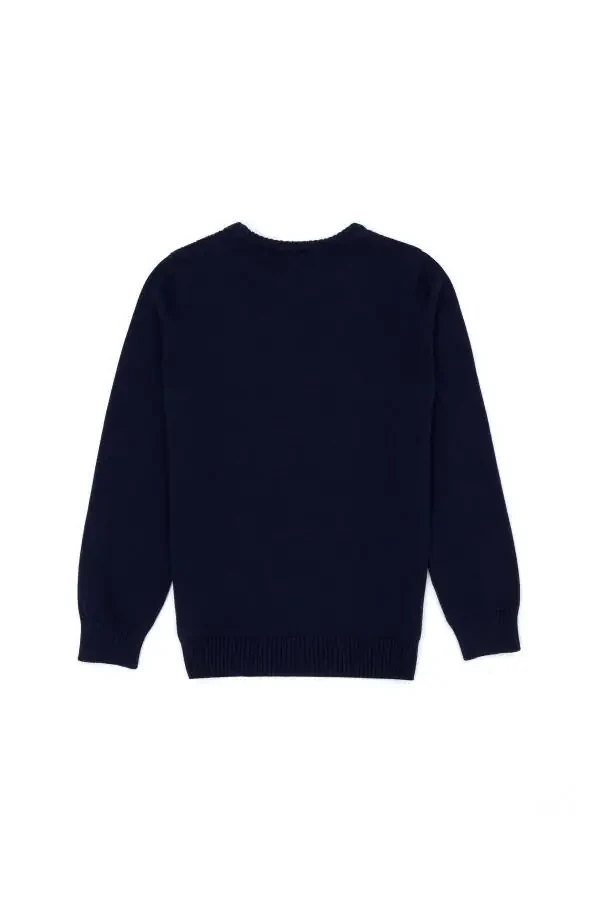 Boy's Navy Blue Basic Bike Neck Sweater 50269033-VR033 - 2