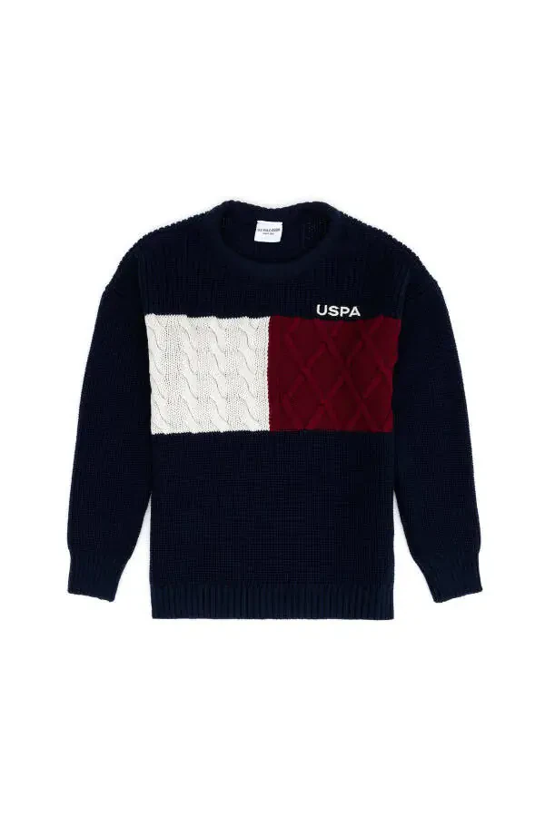 Boys Navy Blue Crew Neck Sweater 50271342-VR033 - 5