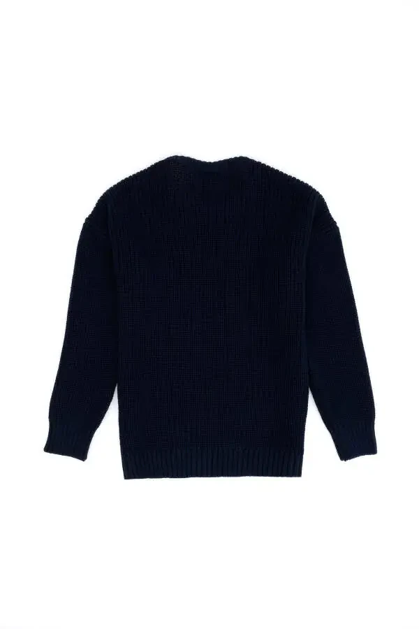 Boys Navy Blue Crew Neck Sweater 50271342-VR033 - 6